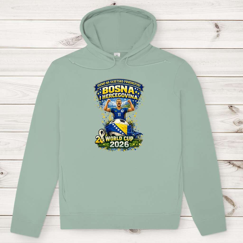 Muška vrhunska organska kapuljača – Bosna | Dizajn 01 | Prednja štampa