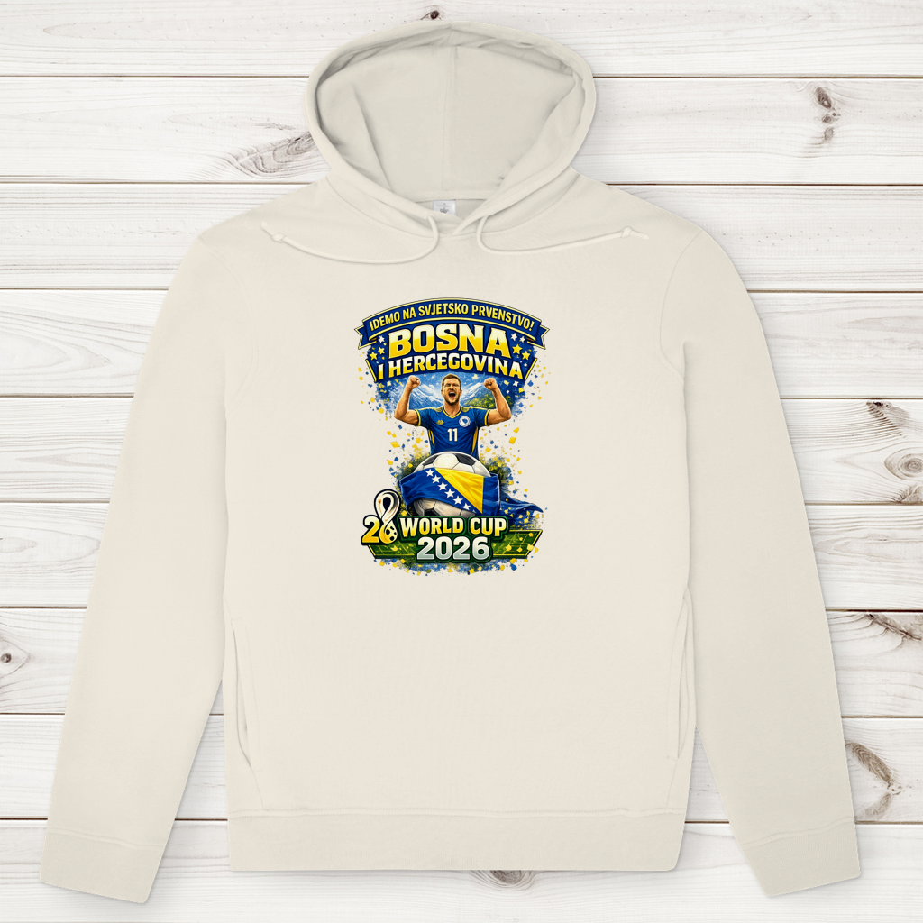 Muška vrhunska organska kapuljača – Bosna | Dizajn 01 | Prednja štampa