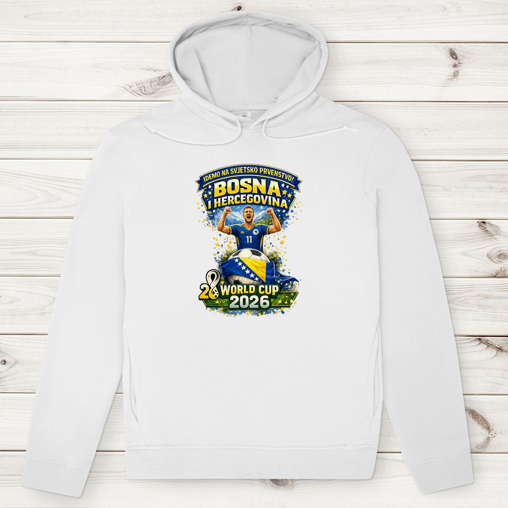 Muška vrhunska organska kapuljača – Bosna | Dizajn 01 | Prednja štampa