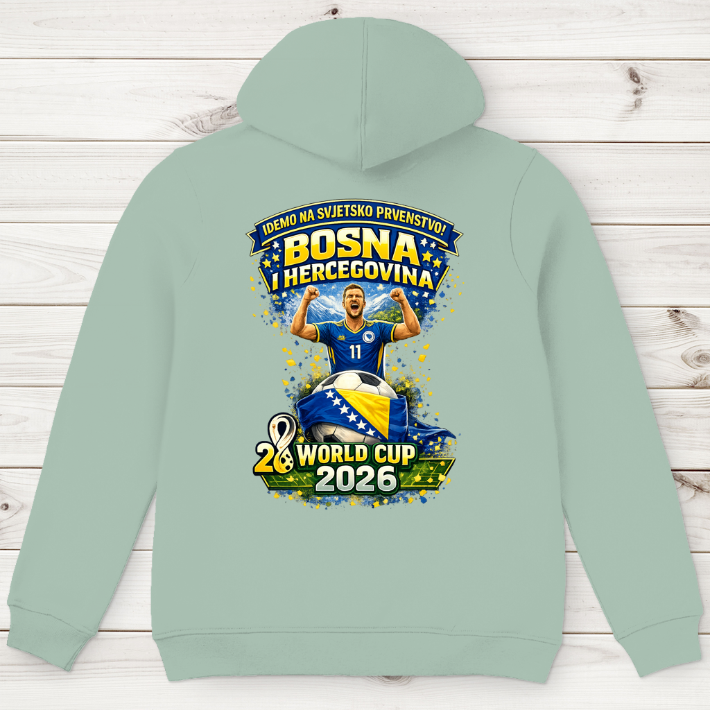 Muška premium organska dukserica – Bosna | Dizajn 01 | Print na leđima