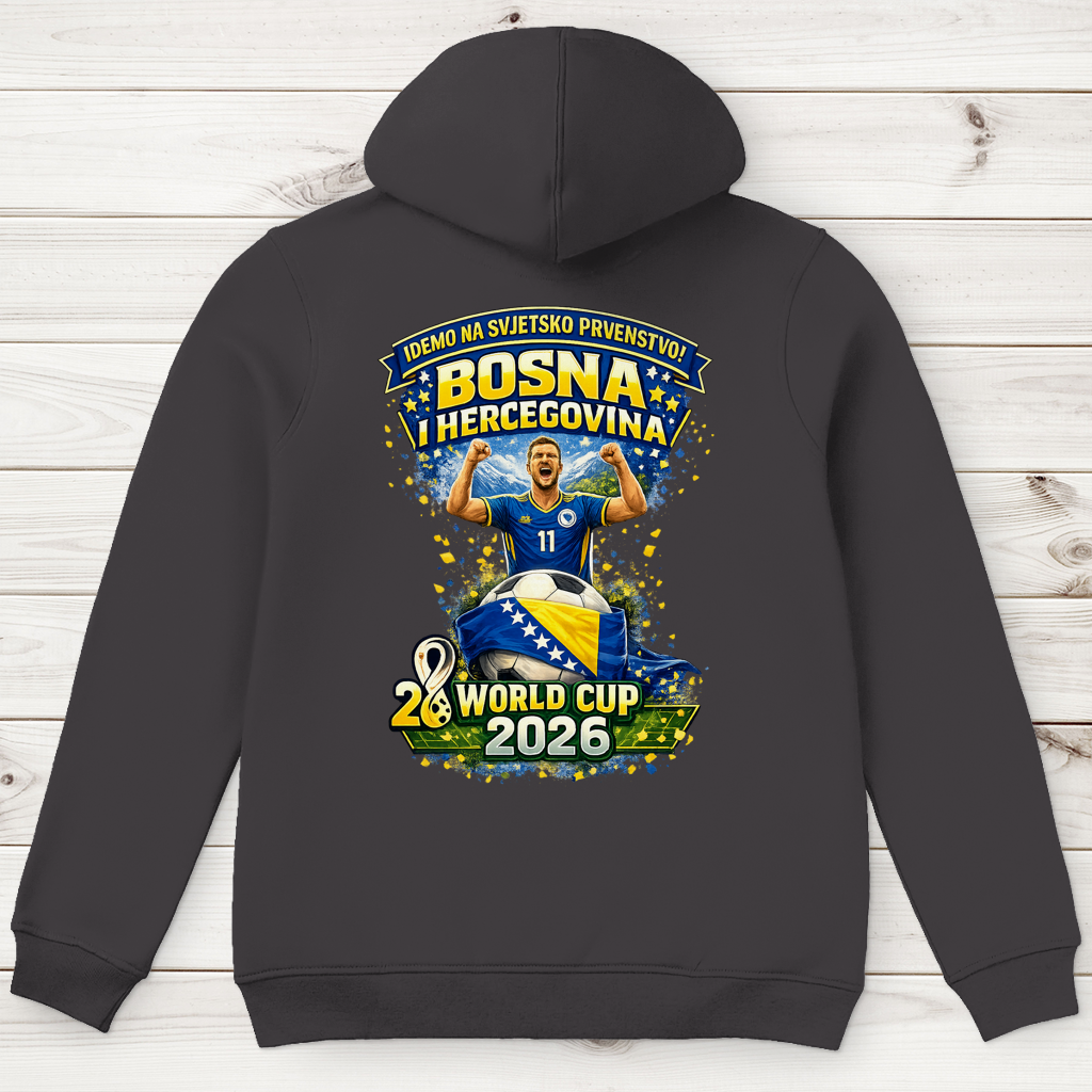Muška premium organska dukserica – Bosna | Dizajn 01 | Print na leđima