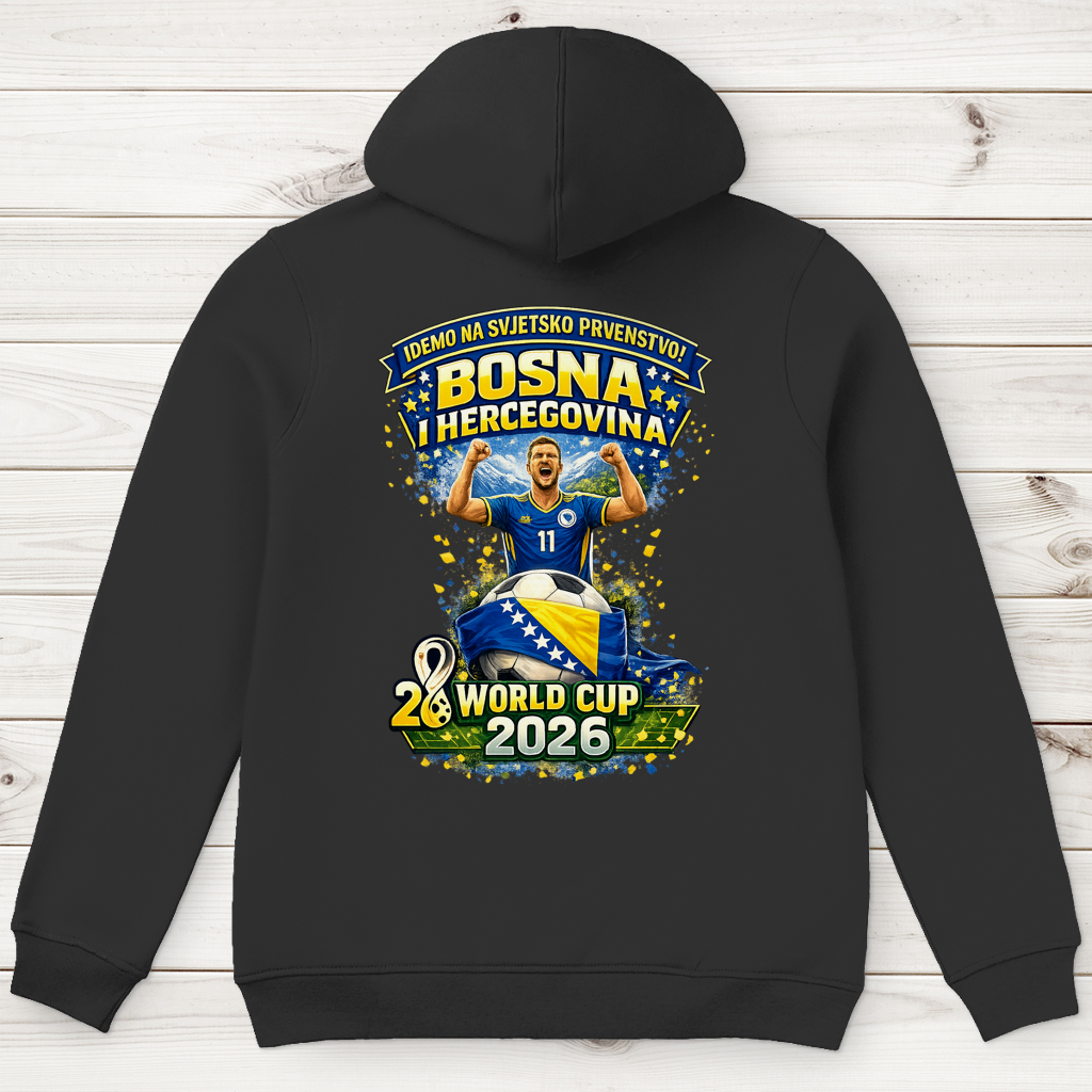 Muška premium organska dukserica – Bosna | Dizajn 01 | Print na leđima