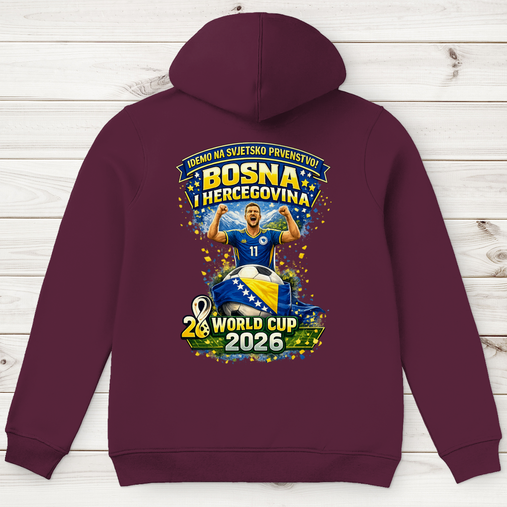 Muška premium organska dukserica – Bosna | Dizajn 01 | Print na leđima