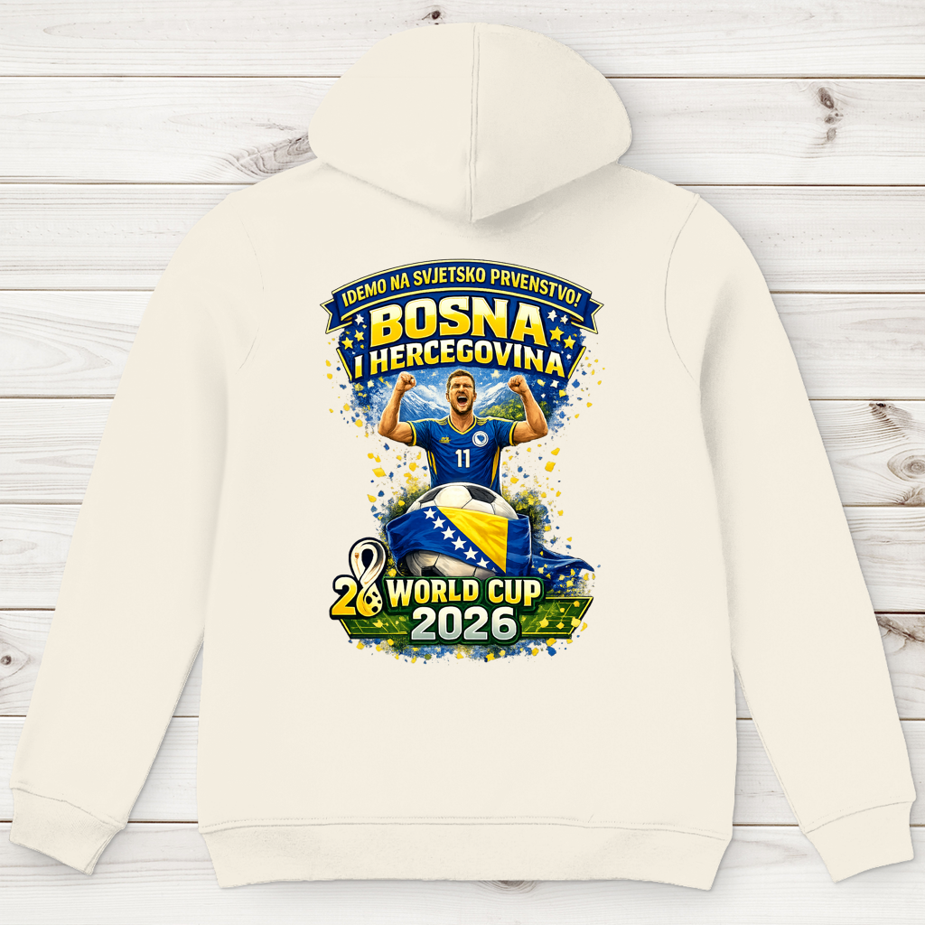 Muška premium organska dukserica – Bosna | Dizajn 01 | Print na leđima