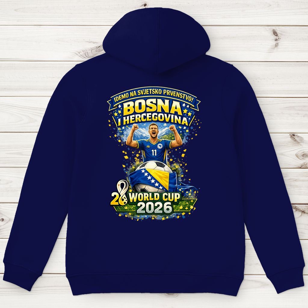 Muška premium organska dukserica – Bosna | Dizajn 01 | Print na leđima