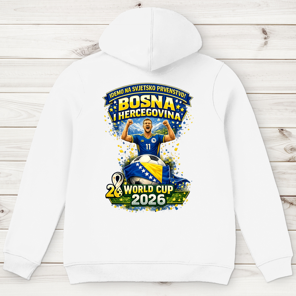Muška premium organska dukserica – Bosna | Dizajn 01 | Print na leđima