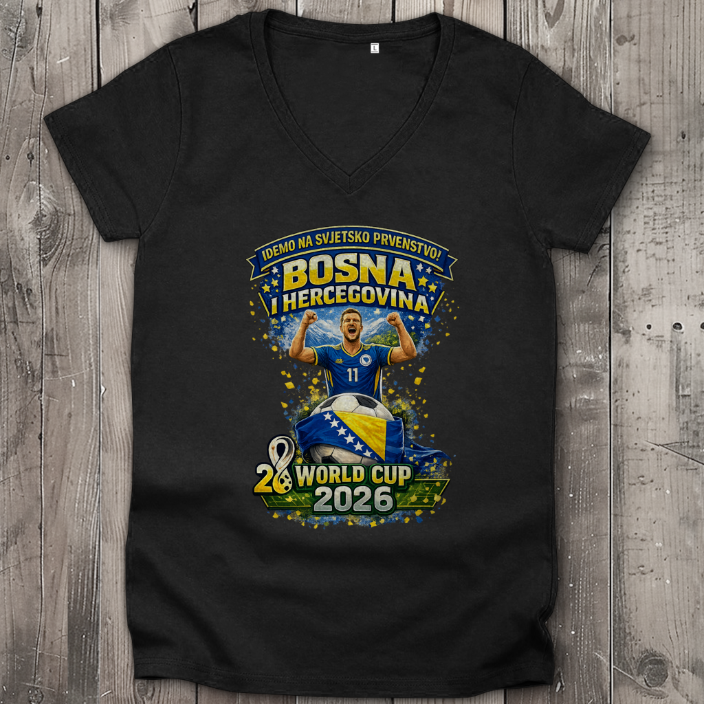 Ženska premium majica s V izrezom – Bosna | Dizajn 01 | Prednja štampa
