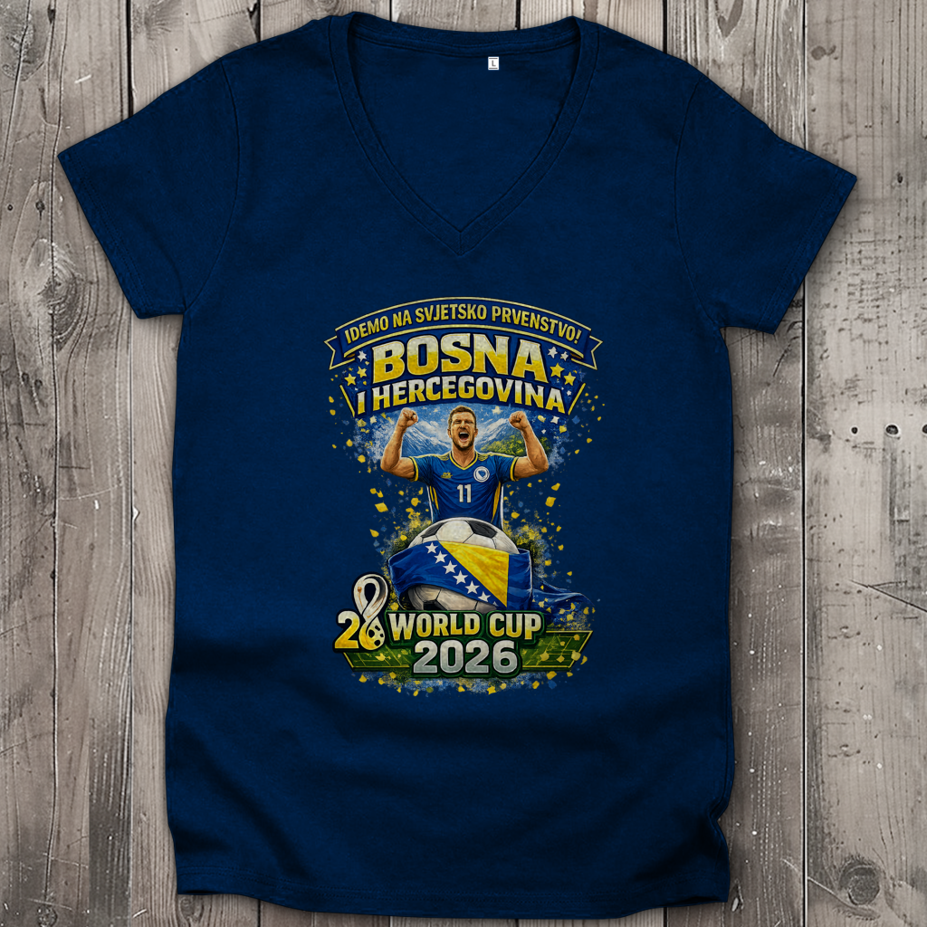 Ženska premium majica s V izrezom – Bosna | Dizajn 01 | Prednja štampa