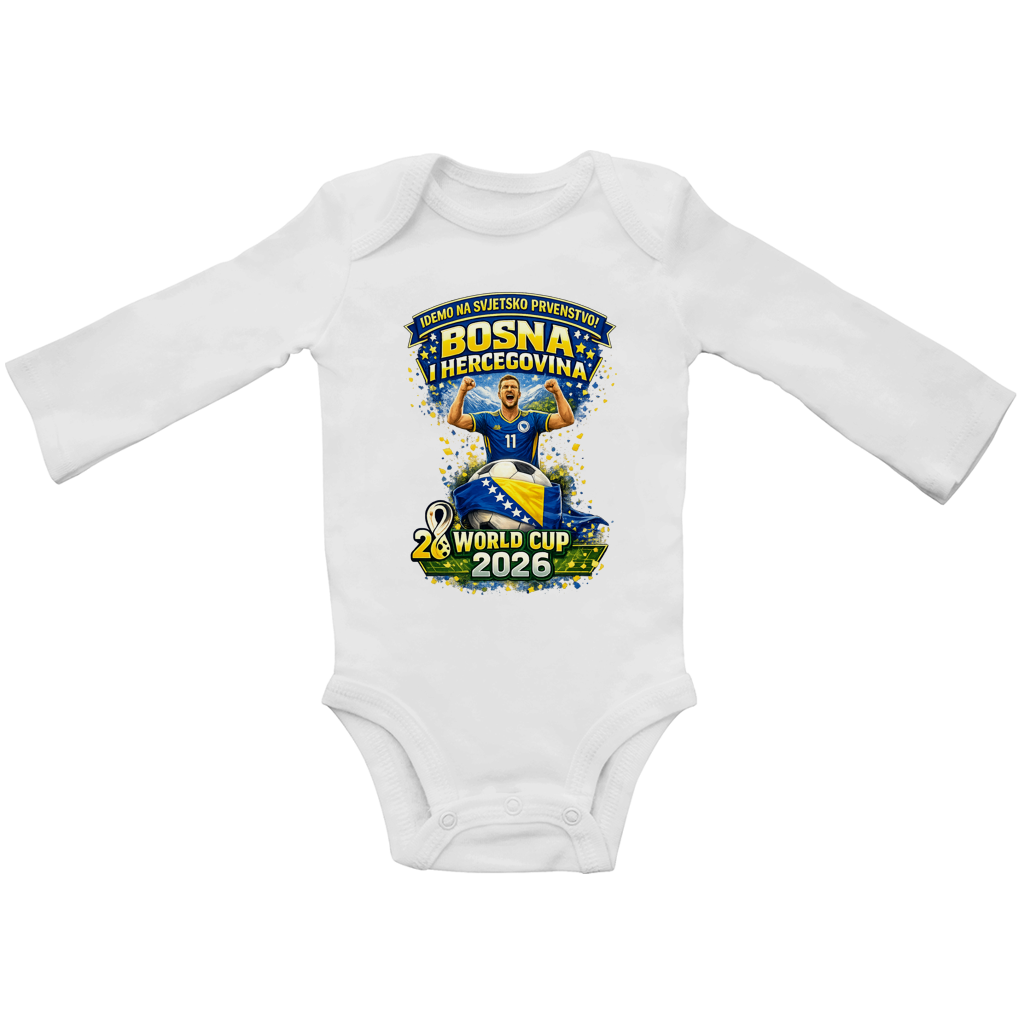 Bodi za bebe dugih rukava – Idemo na Svjetsko prvenstvo | Prednji print
