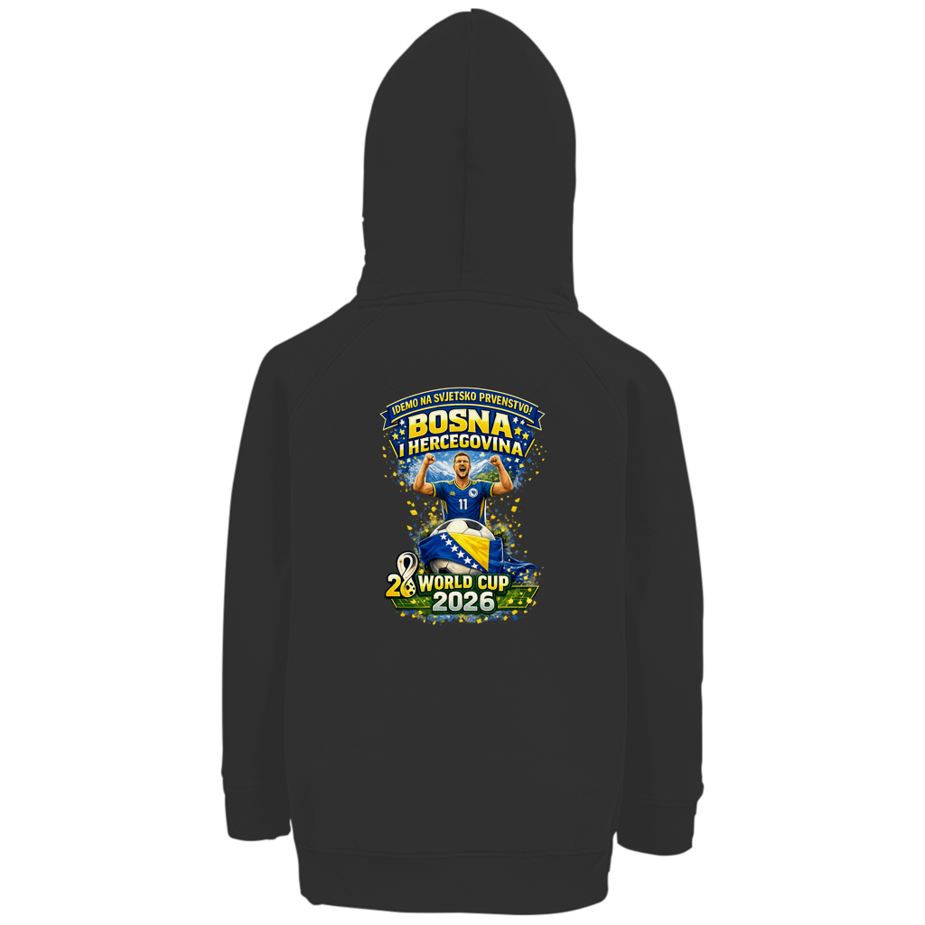 Dječija premium organska dukserica – Bosna | Dizajn 01 | Print na leđima