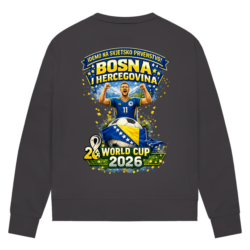 Ženska premium organska dukserica – Bosna | Dizajn 01 | Print na leđima