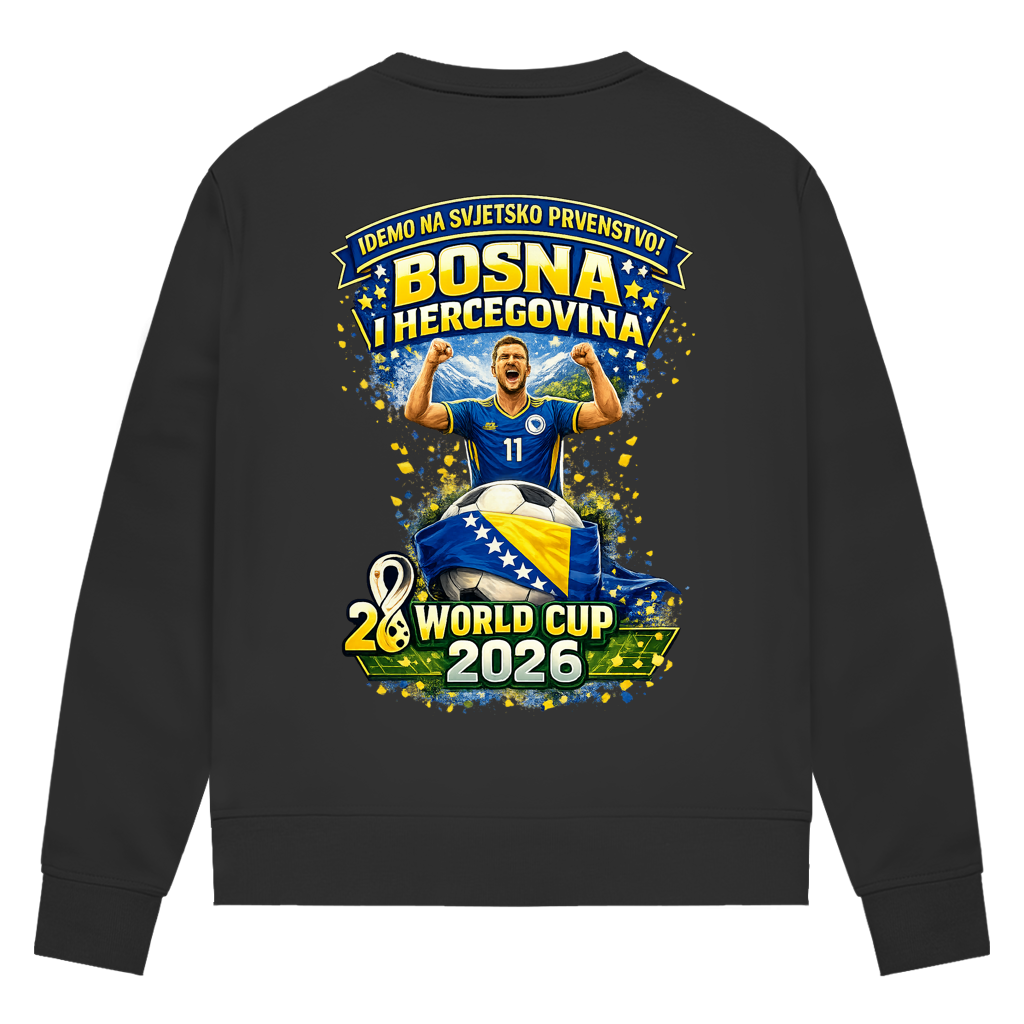 Ženska premium organska dukserica – Bosna | Dizajn 01 | Print na leđima