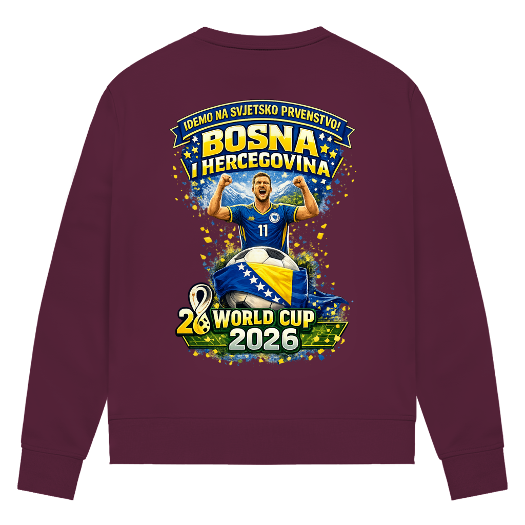 Ženska premium organska dukserica – Bosna | Dizajn 01 | Print na leđima