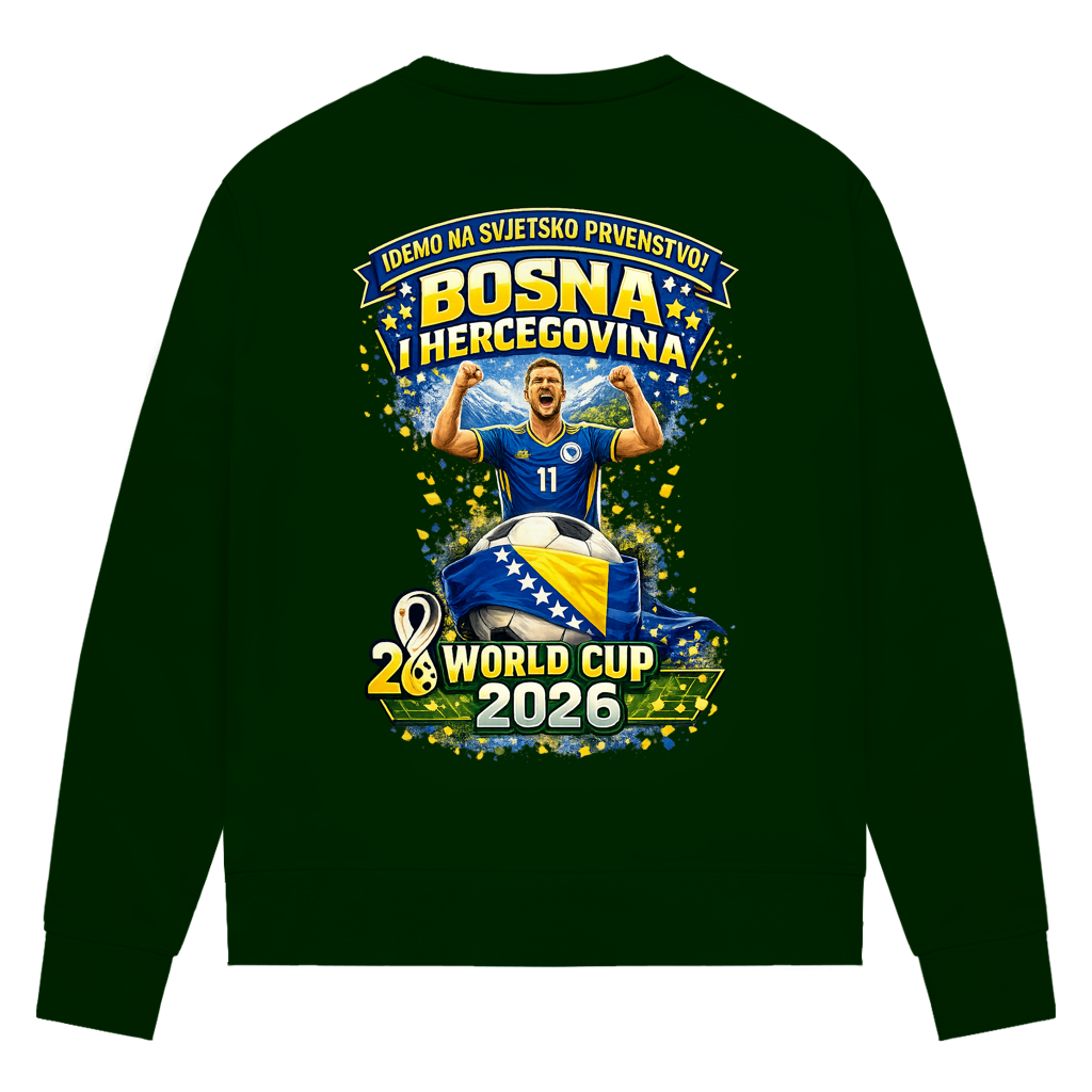 Ženska premium organska dukserica – Bosna | Dizajn 01 | Print na leđima