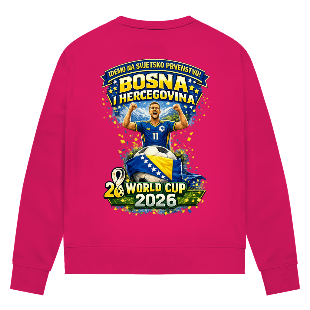 Ženska premium organska dukserica – Bosna | Dizajn 01 | Print na leđima