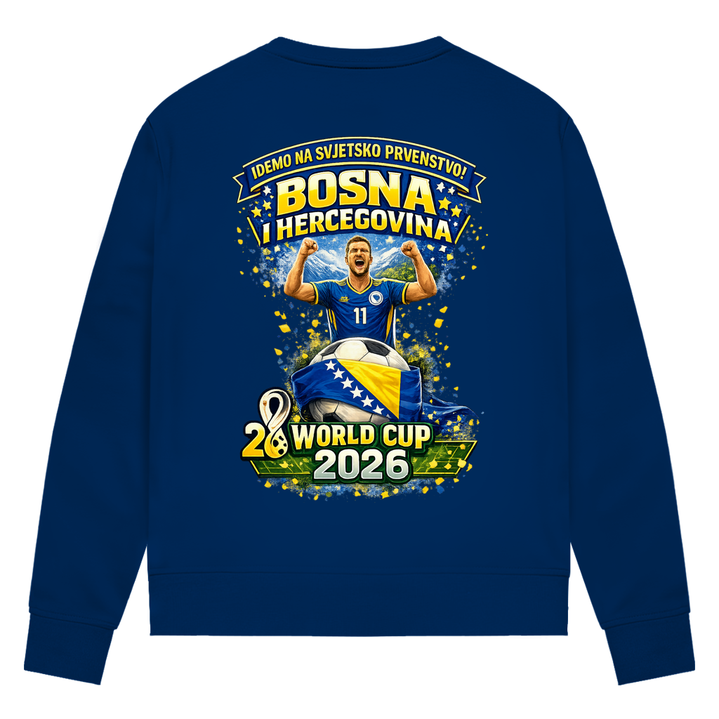 Ženska premium organska dukserica – Bosna | Dizajn 01 | Print na leđima