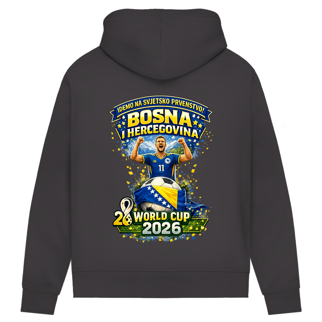 Ženska premium organska dukserica – Bosna | Dizajn 01 | Print na leđima