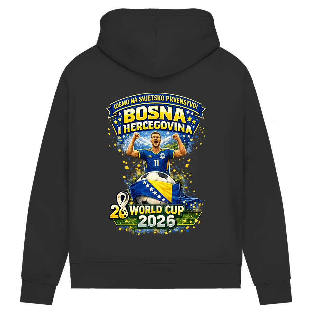 Ženska premium organska dukserica – Bosna | Dizajn 01 | Print na leđima