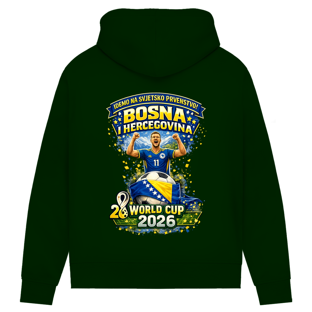 Ženska premium organska dukserica – Bosna | Dizajn 01 | Print na leđima