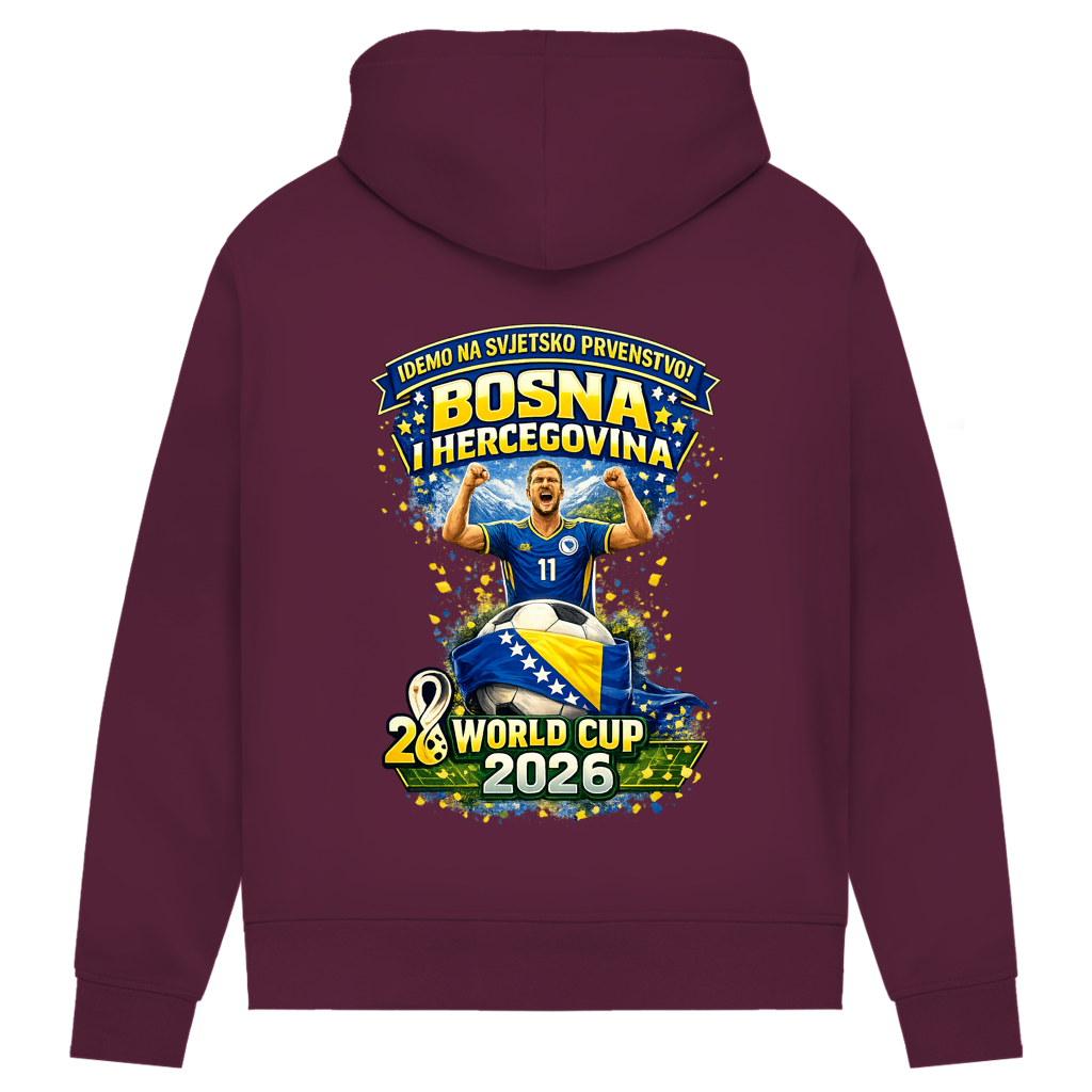 Ženska premium organska dukserica – Bosna | Dizajn 01 | Print na leđima