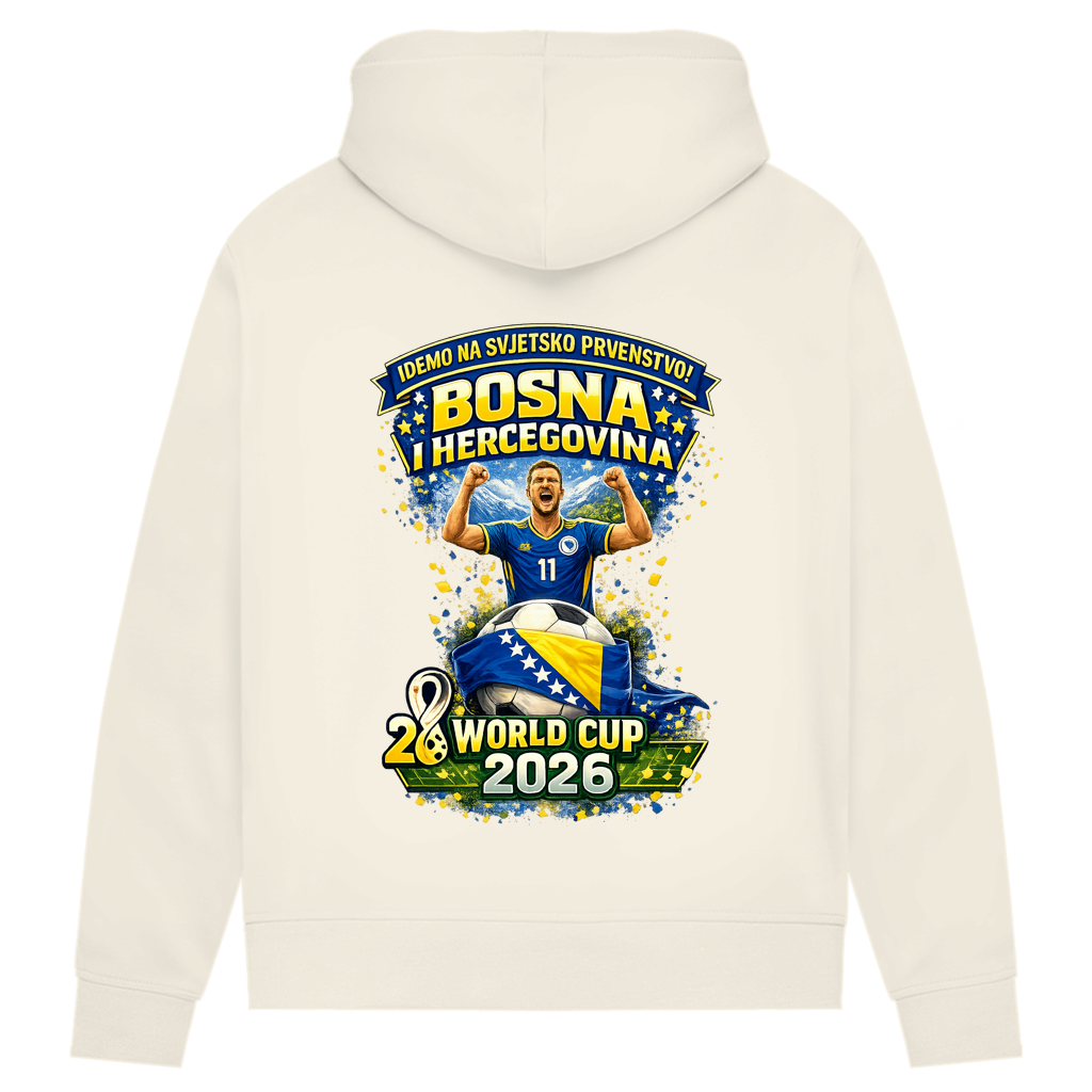 Ženska premium organska dukserica – Bosna | Dizajn 01 | Print na leđima