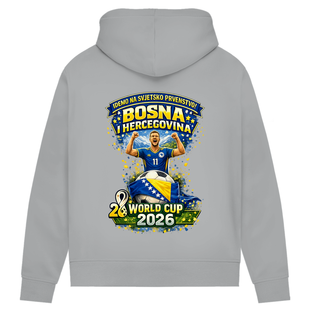 Ženska premium organska dukserica – Bosna | Dizajn 01 | Print na leđima