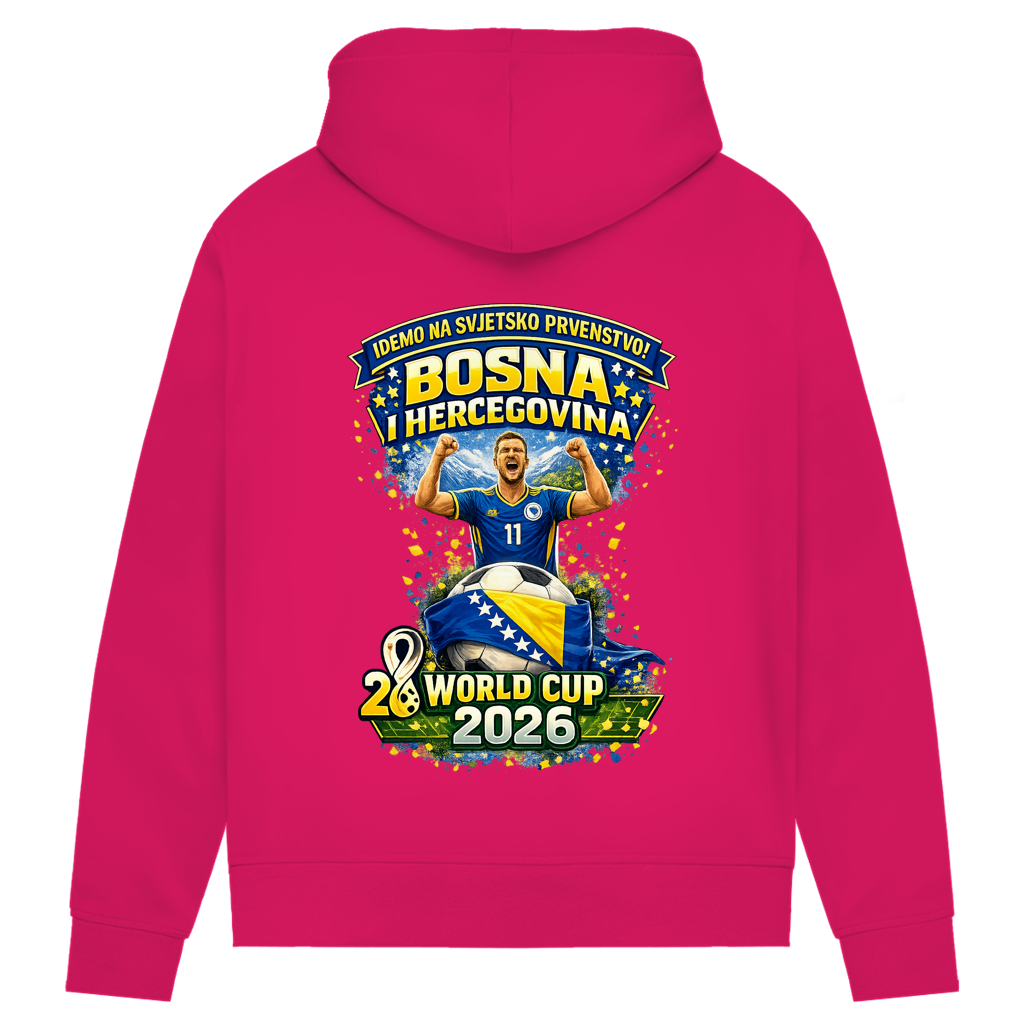 Ženska premium organska dukserica – Bosna | Dizajn 01 | Print na leđima