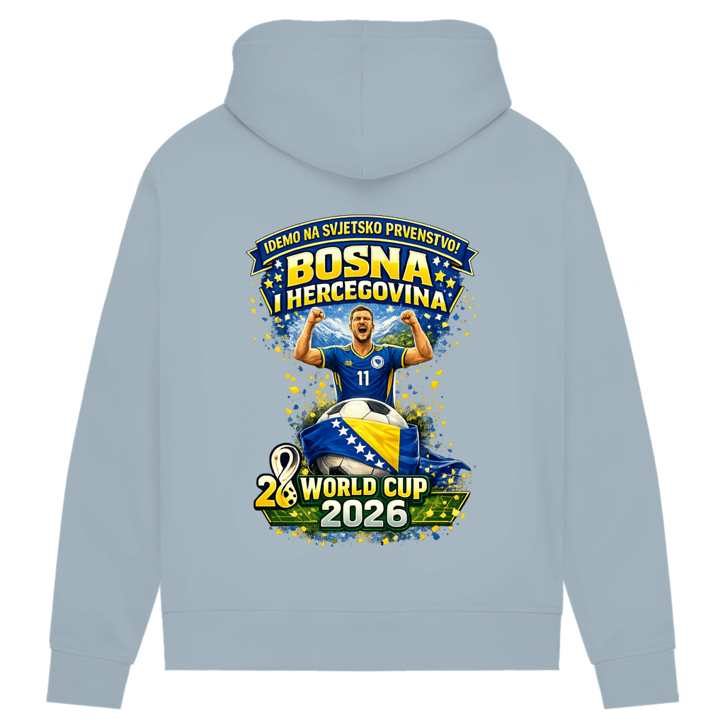 Ženska premium organska dukserica – Bosna | Dizajn 01 | Print na leđima