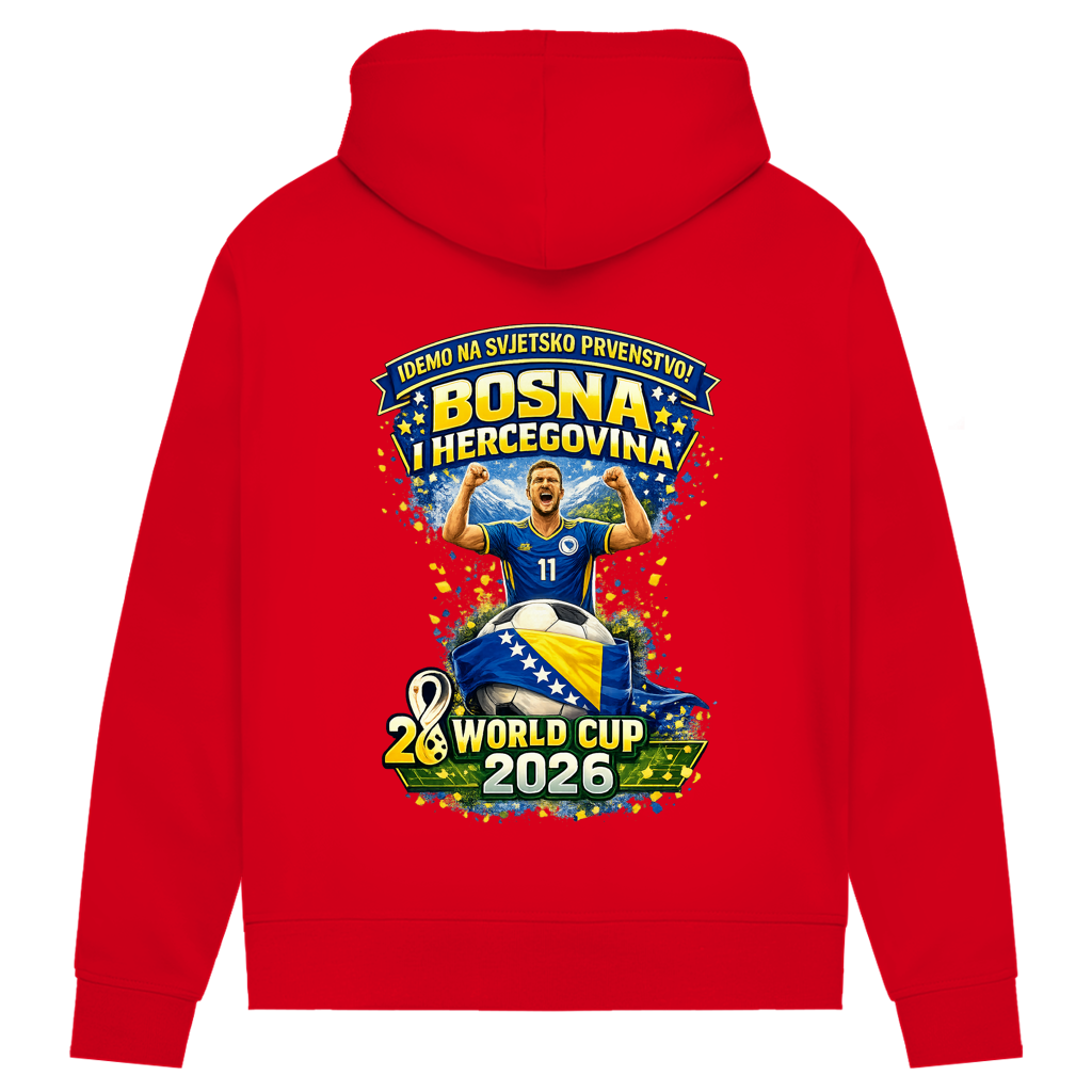 Ženska premium organska dukserica – Bosna | Dizajn 01 | Print na leđima