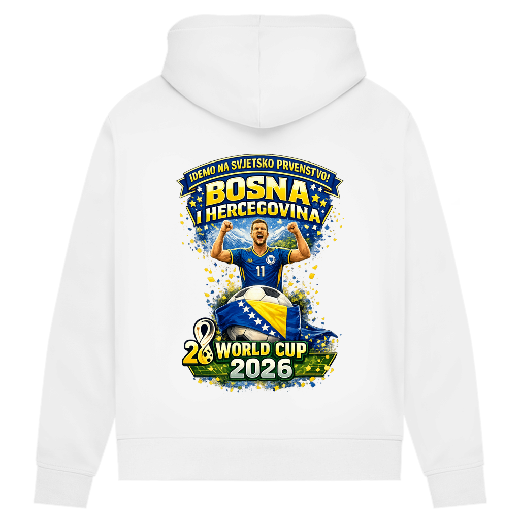 Ženska premium organska dukserica – Bosna | Dizajn 01 | Print na leđima