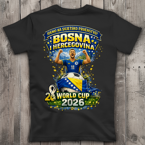 Ženska Premium majica s V-izrezom – Bosna | Dizajn 01 | Print na leđima