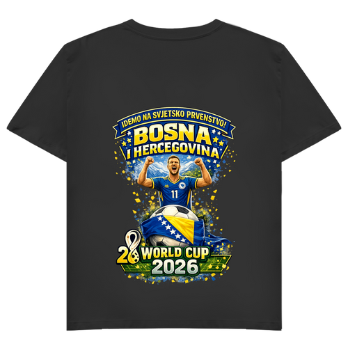 Ženska osnovna majica kratkih rukava s V-izrezom – Bosna | Dizajn 01 | Štampa na leđima