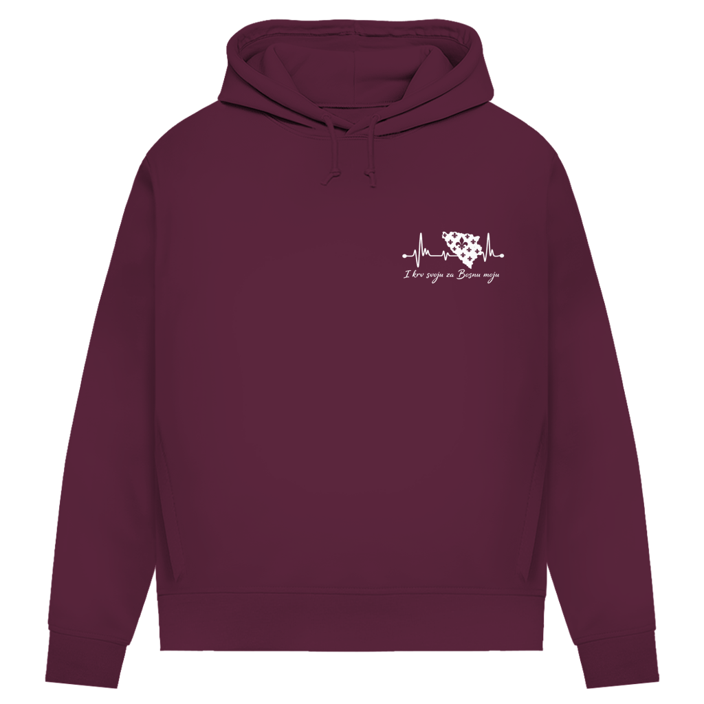 Ženski Premium Organski Hoodie Bosna – Bosna otkucaj srca | Lijeva prsa