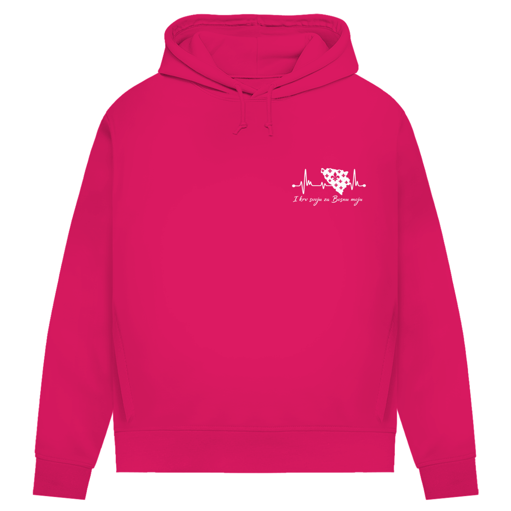 Ženski Premium Organski Hoodie Bosna – Bosna otkucaj srca | Lijeva prsa