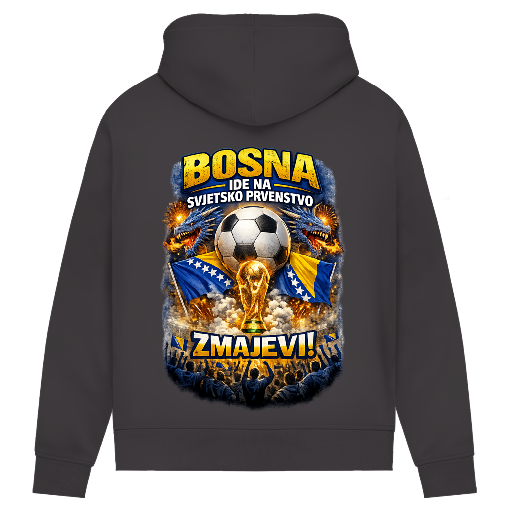 Ženski premium organski duks s kapuljačom – Zmajevi SP 2026| Print na leđima