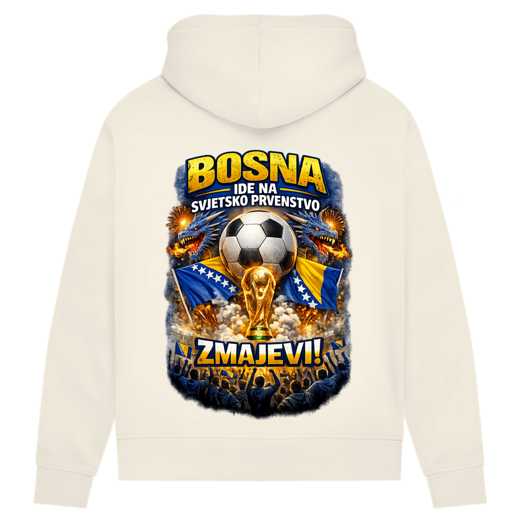Ženski premium organski duks s kapuljačom – Zmajevi SP 2026| Print na leđima