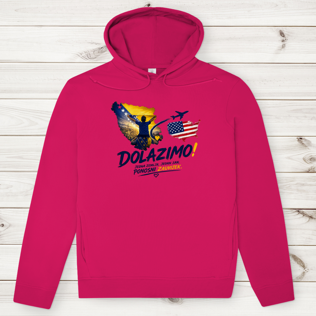 Muški Premium Organski Hoodie – Dolazi Bosna Ponosna | Prednja štampa