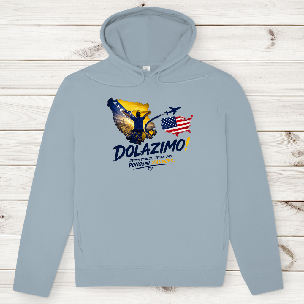 Muški Premium Organski Hoodie – Dolazi Bosna Ponosna | Prednja štampa