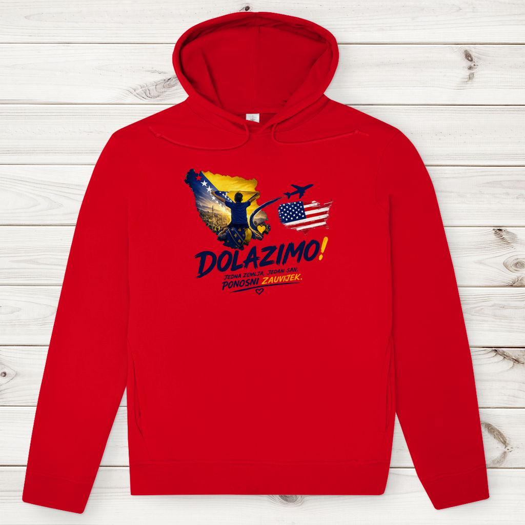 Muški Premium Organski Hoodie – Dolazi Bosna Ponosna | Prednja štampa