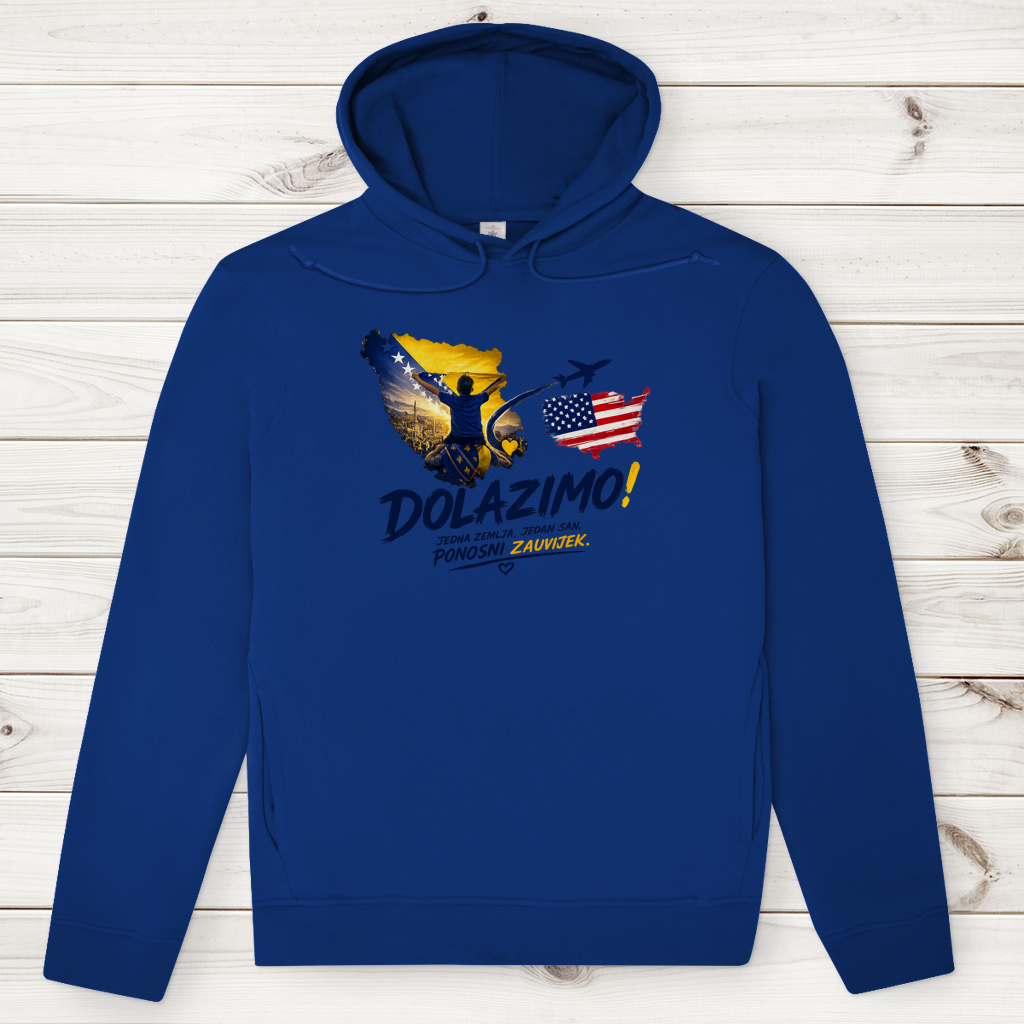 Muški Premium Organski Hoodie – Dolazi Bosna Ponosna | Prednja štampa