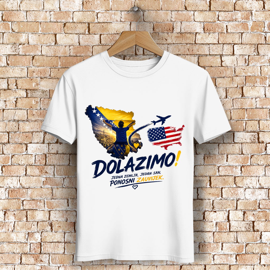 Muška premium organska majica -Dolazi Bosna Ponosna | Print na prednjoj strani