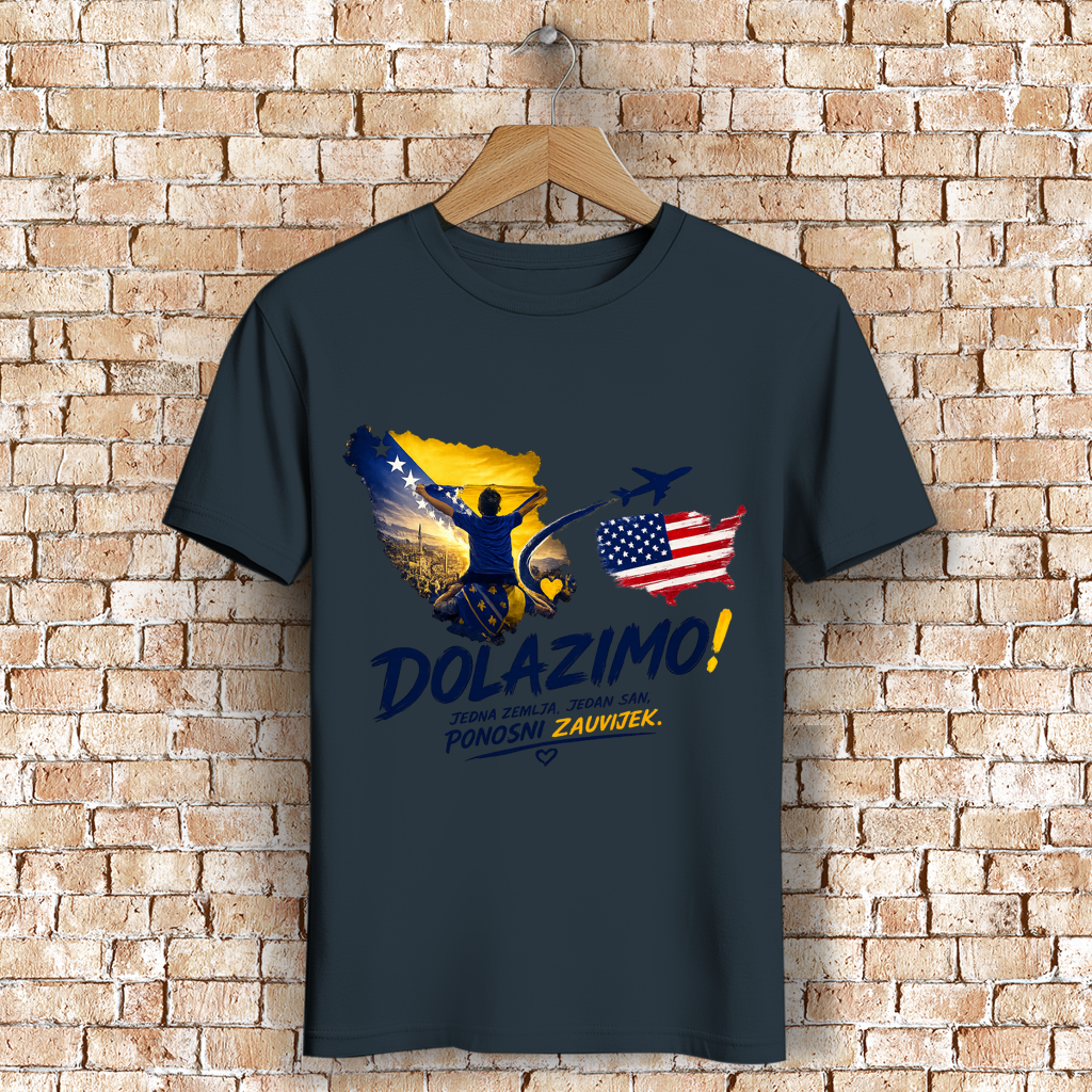 Muška premium organska majica -Dolazi Bosna Ponosna | Print na prednjoj strani