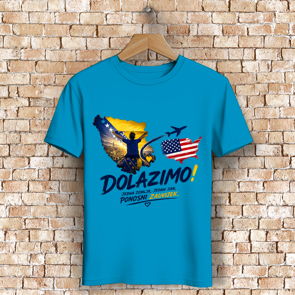 Muška premium organska majica -Dolazi Bosna Ponosna | Print na prednjoj strani