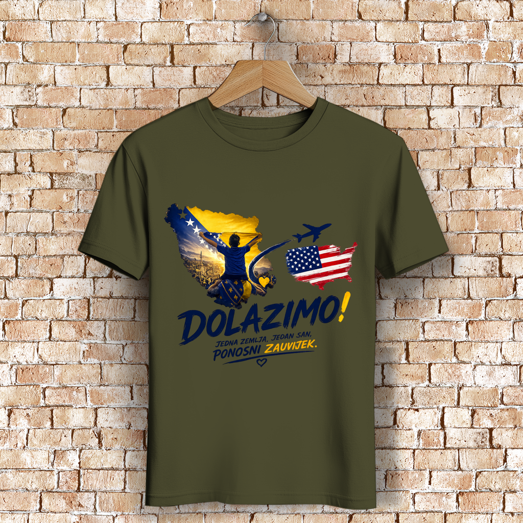 Muška premium organska majica -Dolazi Bosna Ponosna | Print na prednjoj strani