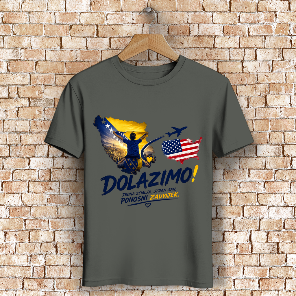 Muška premium organska majica -Dolazi Bosna Ponosna | Print na prednjoj strani