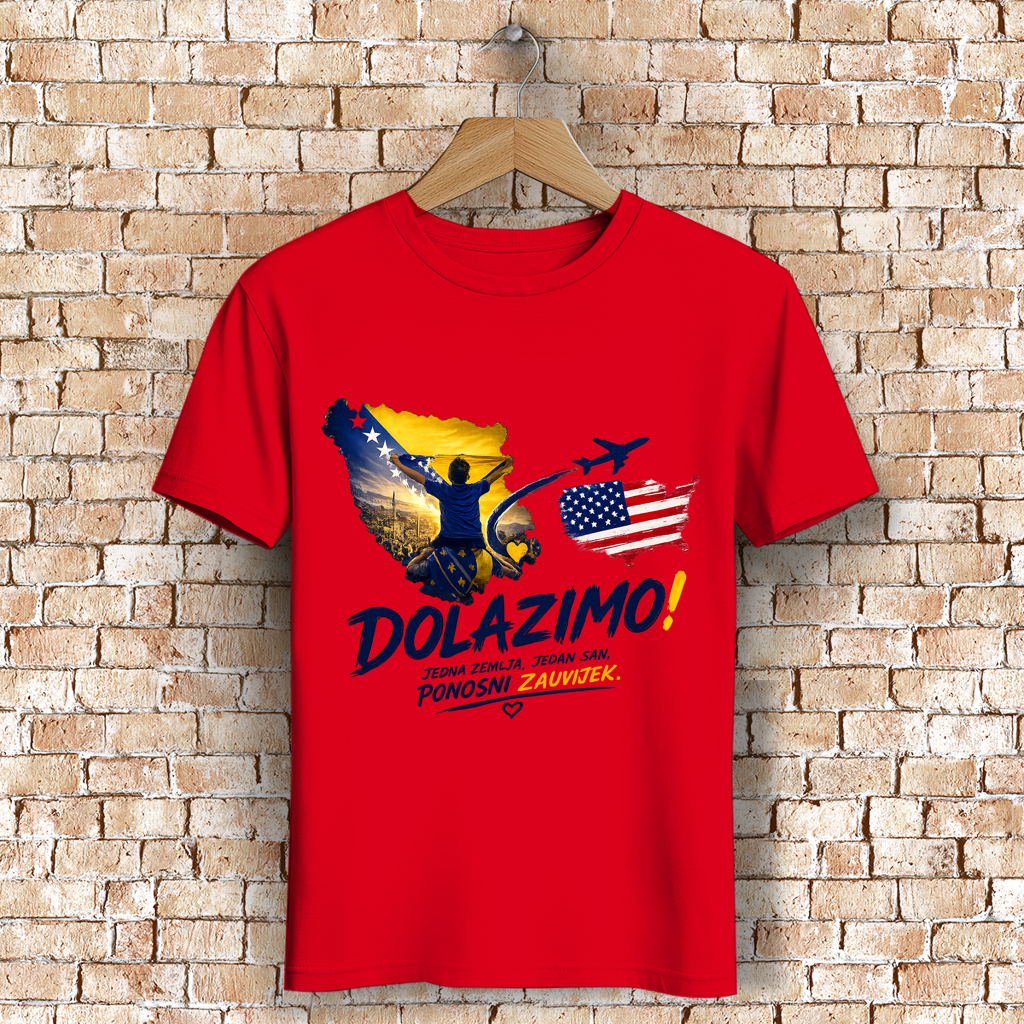 Muška premium organska majica -Dolazi Bosna Ponosna | Print na prednjoj strani