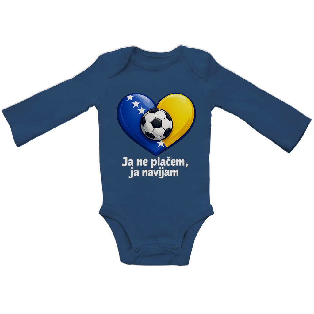 Baby Bio Bodysuite dugih rukava - Ja ne plačem, ja navijam | Prednji print