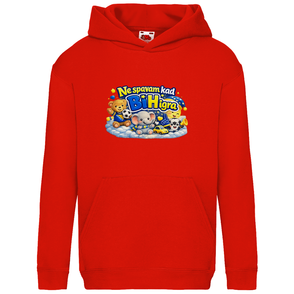 Dječiji Basic Hoodie - Ne spavam kad igra BiH | Print na prednjoj strani