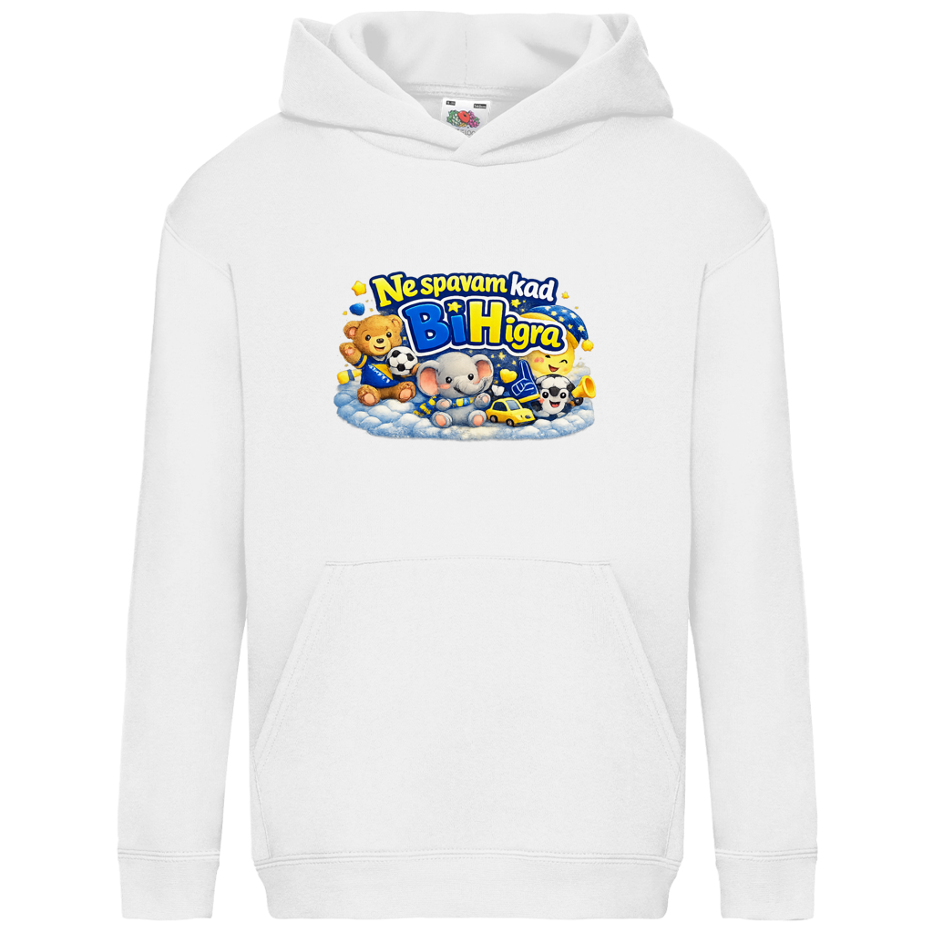 Dječiji Basic Hoodie - Ne spavam kad igra BiH | Print na prednjoj strani