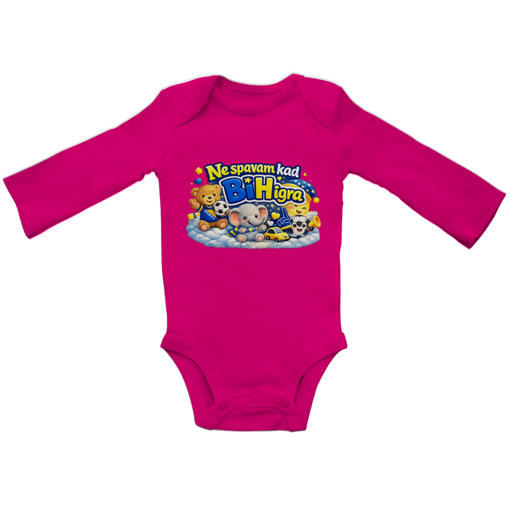 Baby Bio bodi dugih rukava - Ne spavam kad igra BiH | Prednja štampa